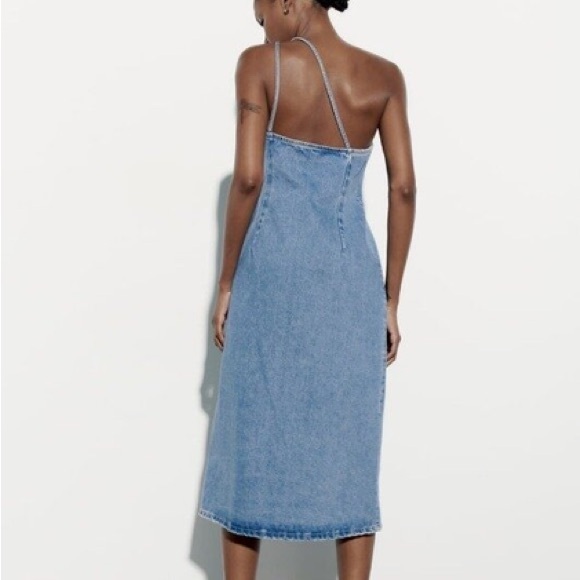 Zara denim dress maxi full length jean casual - Picture 6 of 11